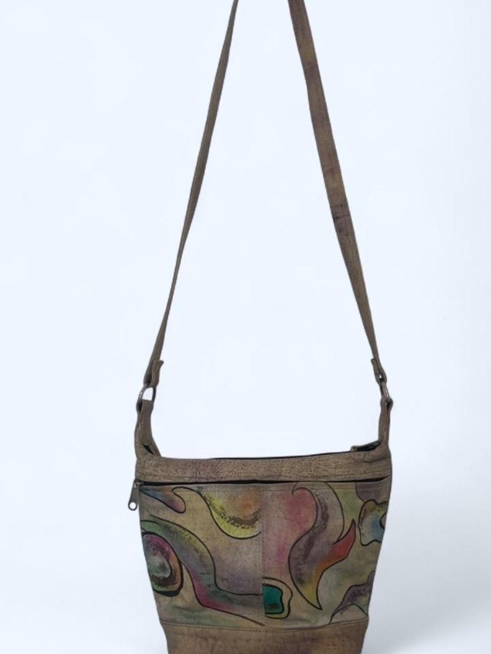 1980s Vintage Painted Leather Crossbody Bag
